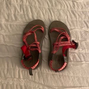 pink and white chacos